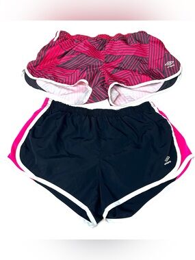 Lot Of 2 Pairs Umbro Women’s Size Large Athletic Shorts Pink Black #3627